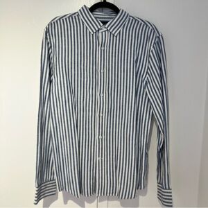 Banana Republic Blue and White Striped Linen Shirt